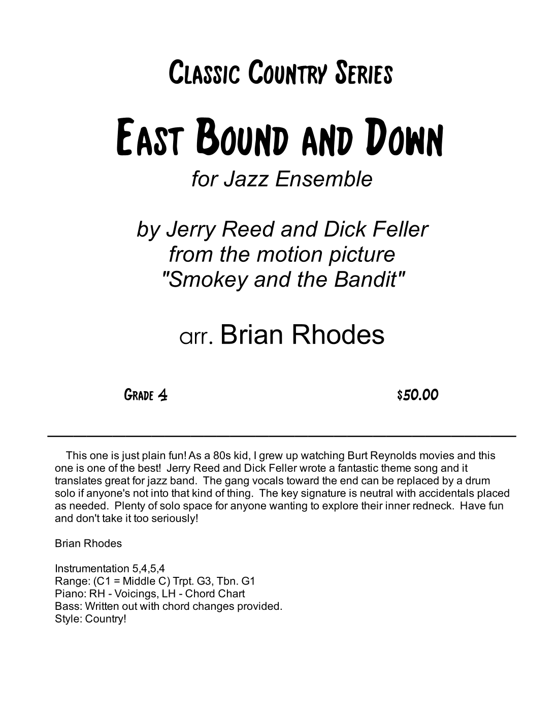 East Bound And Down (arr. Brian Rhodes)