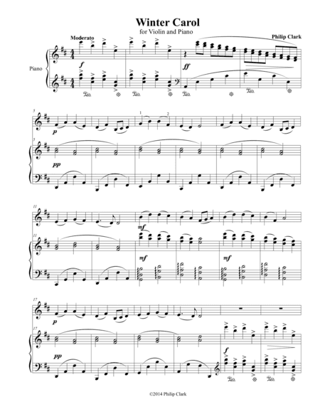 Winter Carol for Violin and Piano