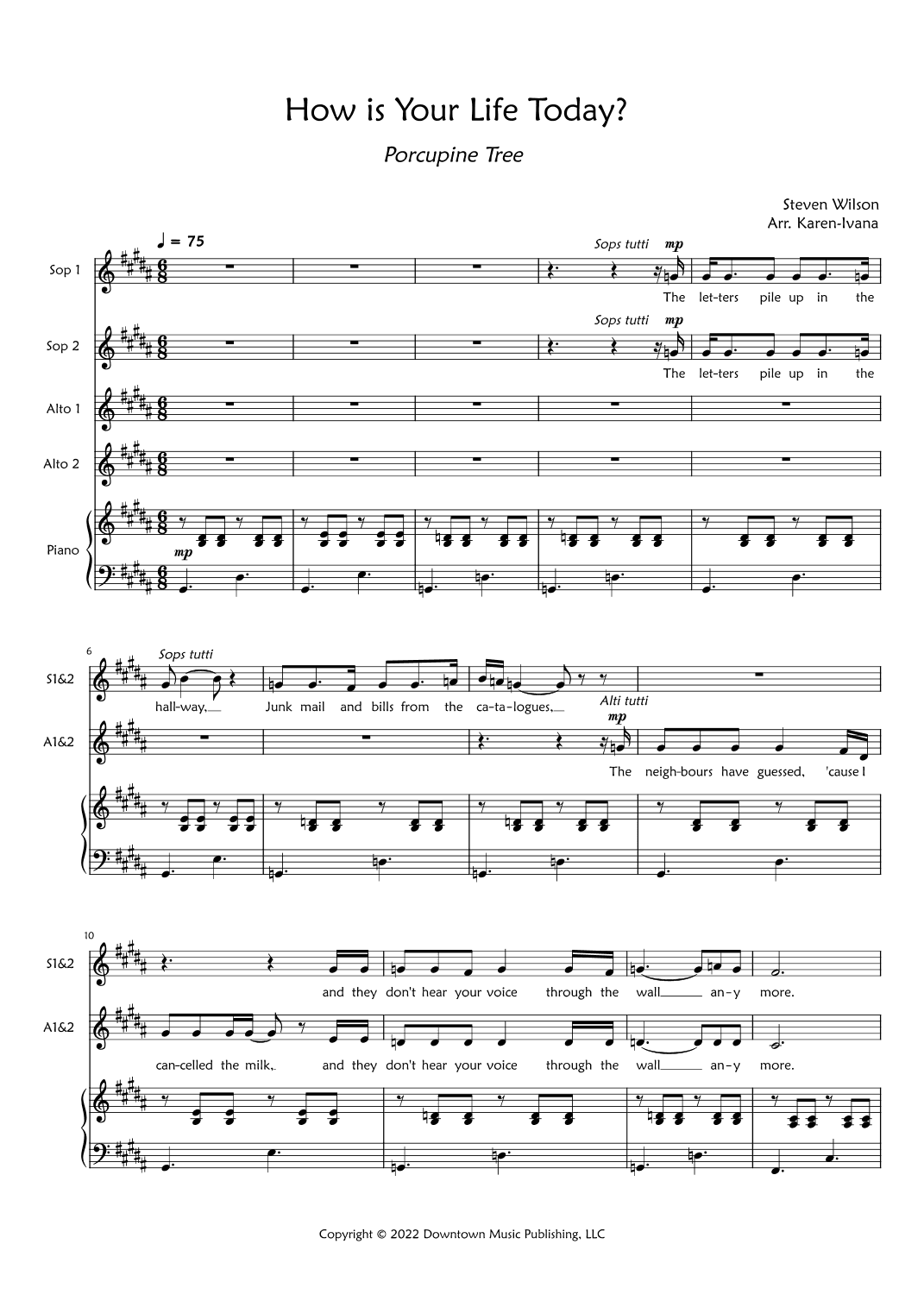 How Is Your Life Today (arr. Karen Ivana)