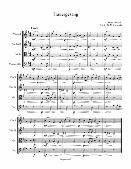 Trauergesang (arr. Nick Lacanski)