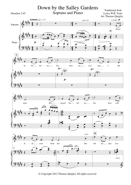 Down by the Salley Gardens (arr. Thomas Quigley)