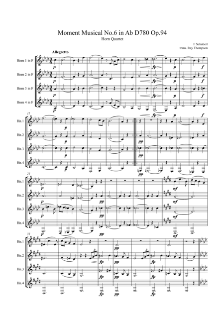 Schubert: Moment Musical No.6 in Ab D780 Op.94 - horn quartet (arr. Ray Thompson)