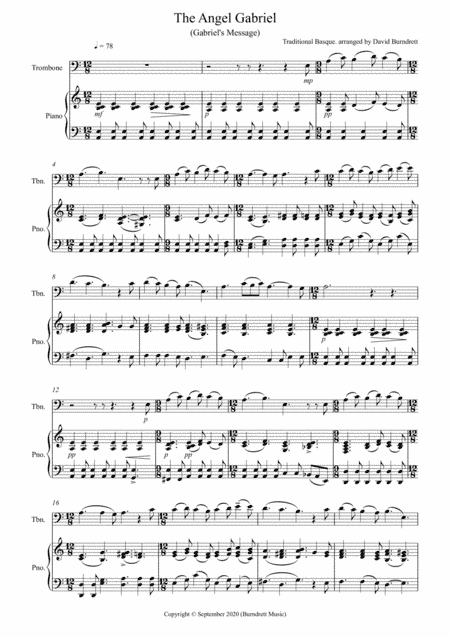 The Angel Gabriel for Trombone and Piano (arr. David Burndrett)