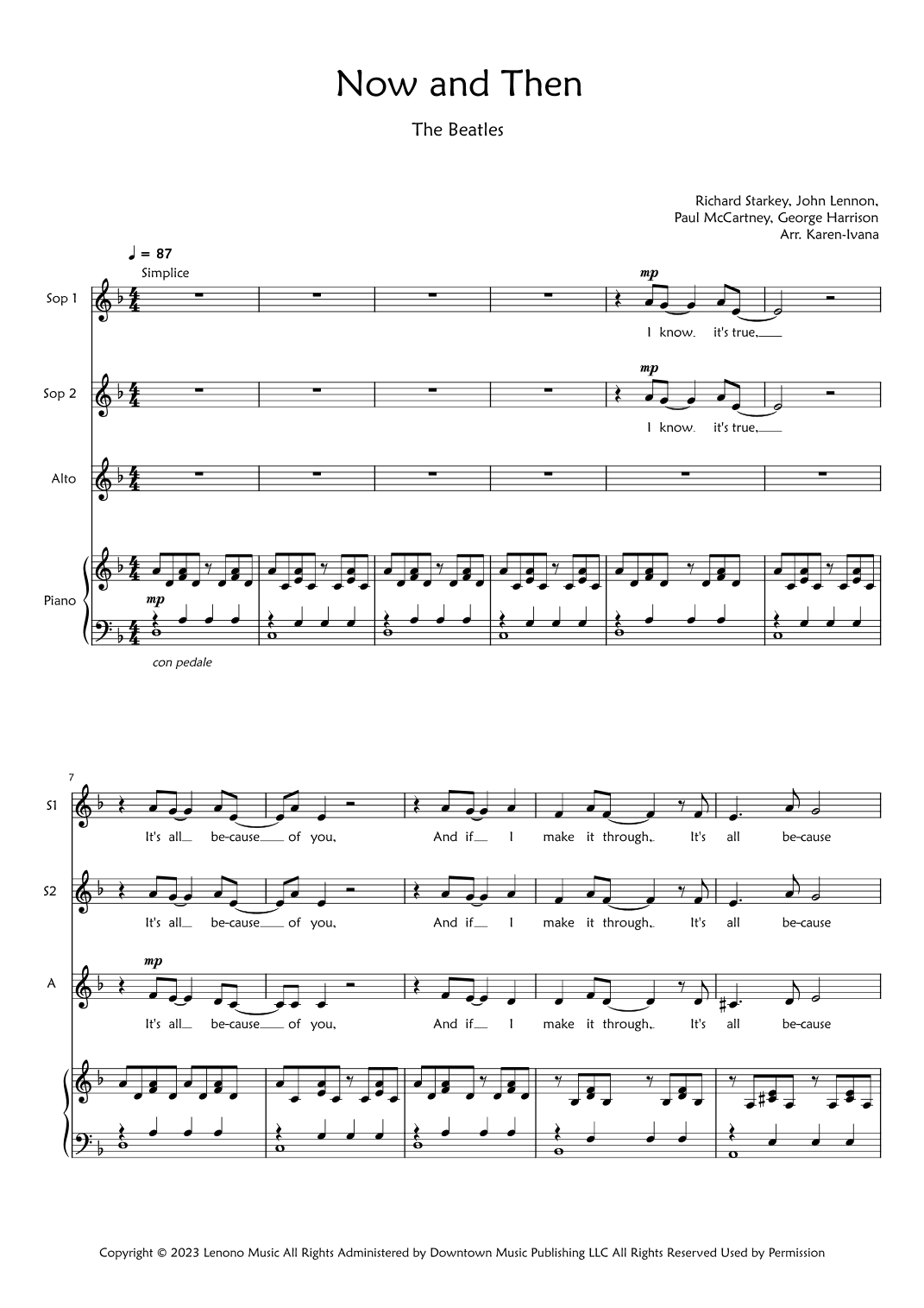 Now And Then (arr. Karen Ivana)