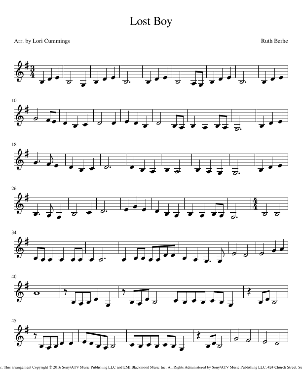 Lost Boy (arr. Lori Cummings)