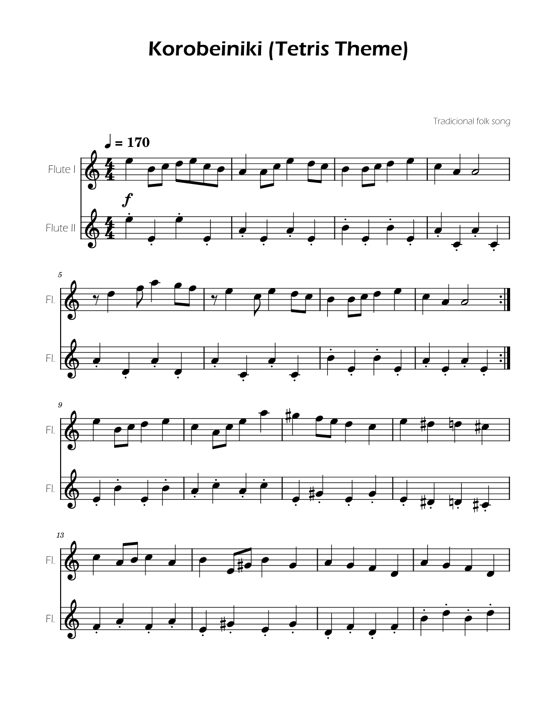 Tetris Theme for Flute Duet (arr. Ygor Nunes)
