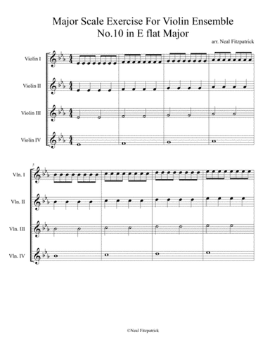 Major Scale Exercise For Violin Ensemble No.10 in E flat Major
