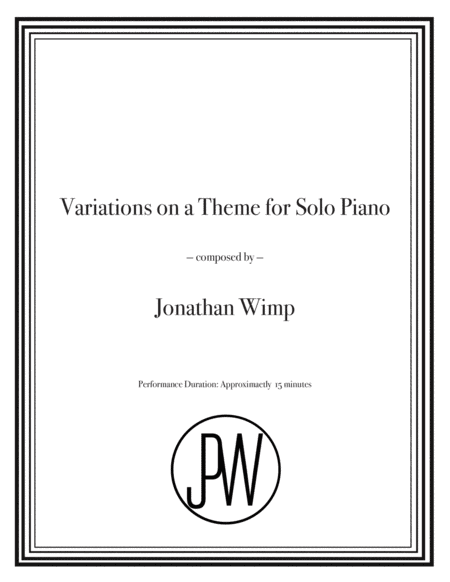 Variations on a Theme for Solo Piano