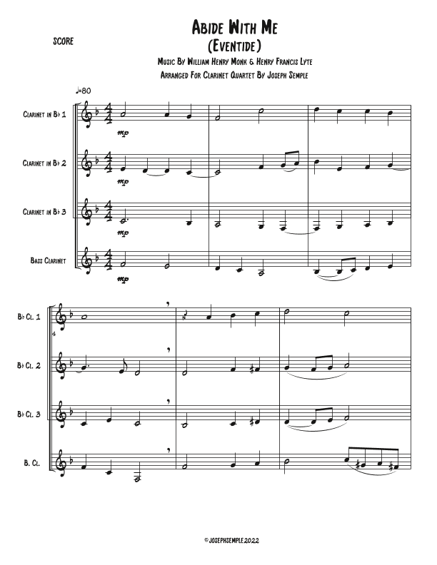 Abide With Me (Eventide) - Clarinet Quartet (arr. Joseph Semple)