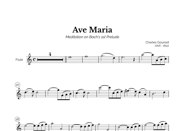 Ave Maria (Charles Gounod) for Easy Flute (arr. Marcos Soares)