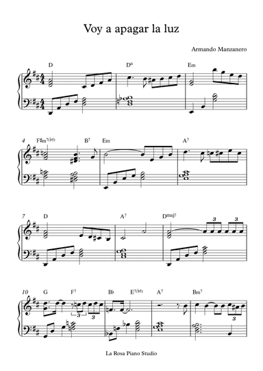 Voy A Apagar La Luz (arr. La Rosa Piano Studio)