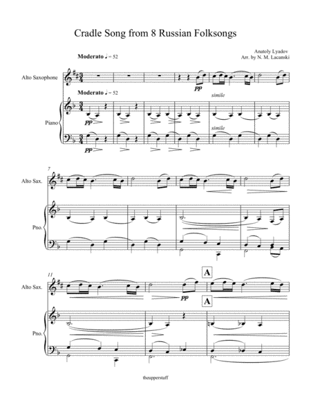 Cradle Song from 8 Russian Folksongs (arr. Nick Lacanski)