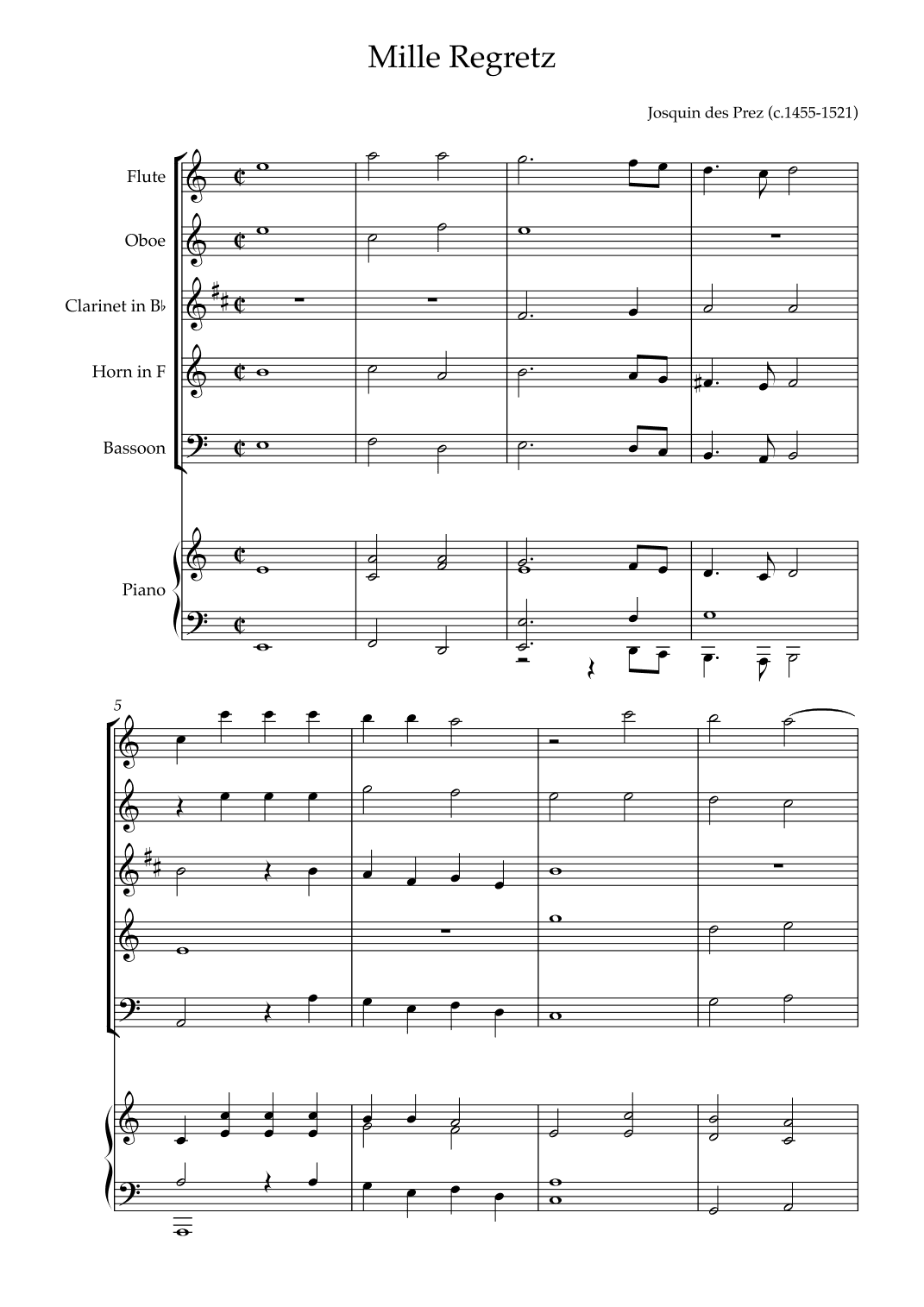 Mille Regretz (arr. Karen Gueiros)