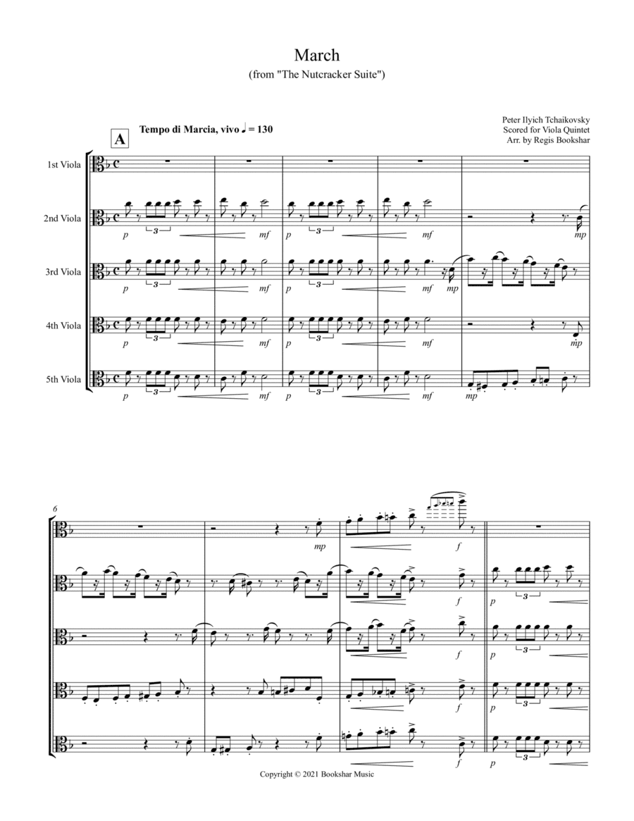 March (from "The Nutcracker Suite") (F) (Viola Quintet) (arr. Regis Bookshar)