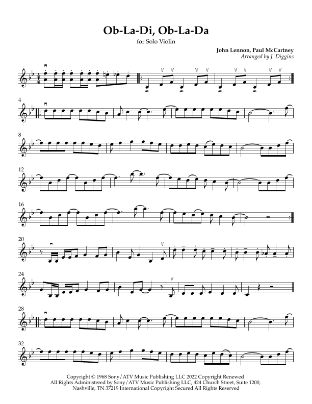 Ob-la-di, Ob-la-da (arr. J. Diggins)