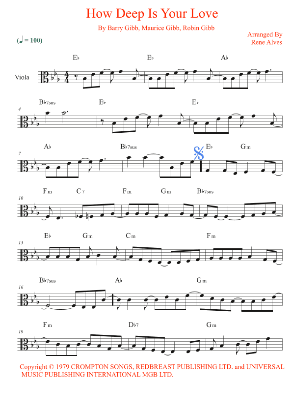 How Deep Is Your Love (arr. Rene Alves)