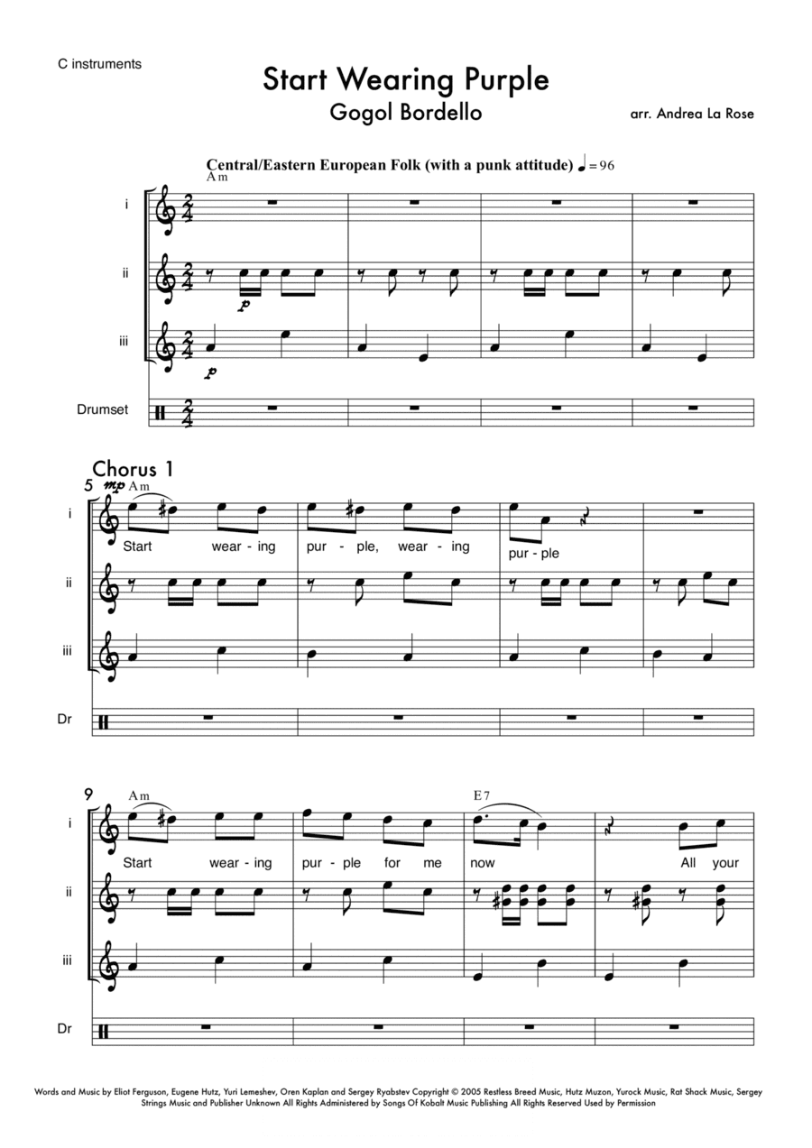 Start Wearing Purple (arr. Andrea La Rose)