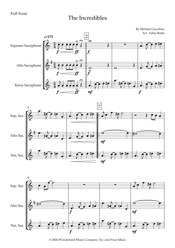 The Incredibles (main Theme) (arr. Fabio Britto)