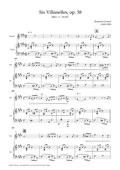 Six Villanelles, op. 38 - Mov. 1: "Avril" (arr. Álvaro César Procópio Valgas)