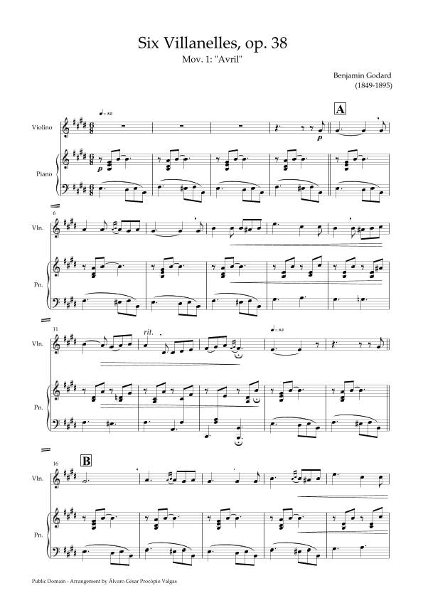 Six Villanelles, op. 38 - Mov. 1: "Avril" (arr. Álvaro César Procópio Valgas)