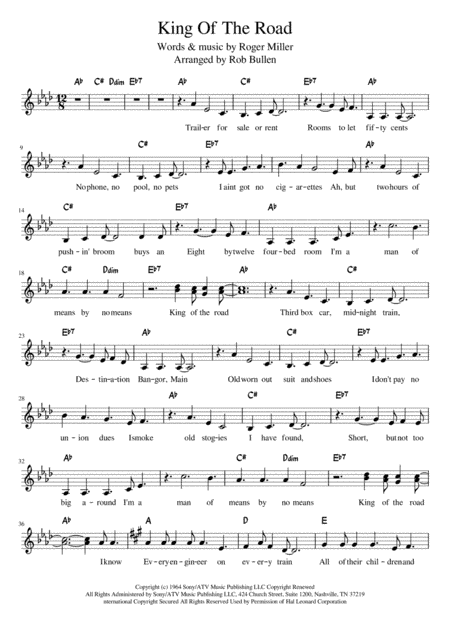 King Of The Road (arr. Rob Bullen)