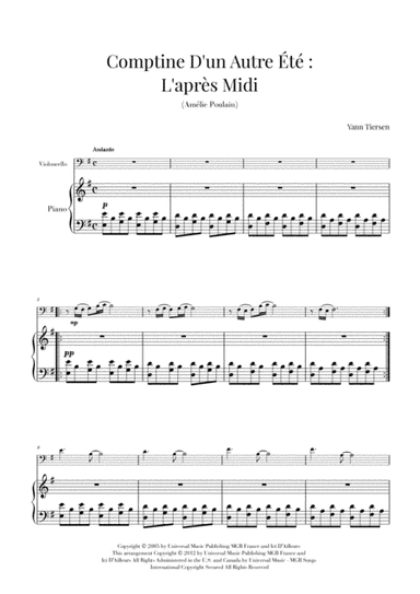 Comptine D'un Autre Été: L'après-midi (arr. Cadenza Editions)