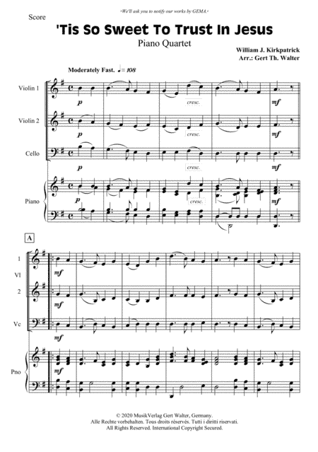 'Tis So Sweet To Trust In Jesus (arr. Gert Th. Walter)