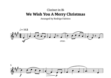 We Wish You a Merry Christmas (for solo clarinet in Bb) (arr. Rodrigo Faleiros)