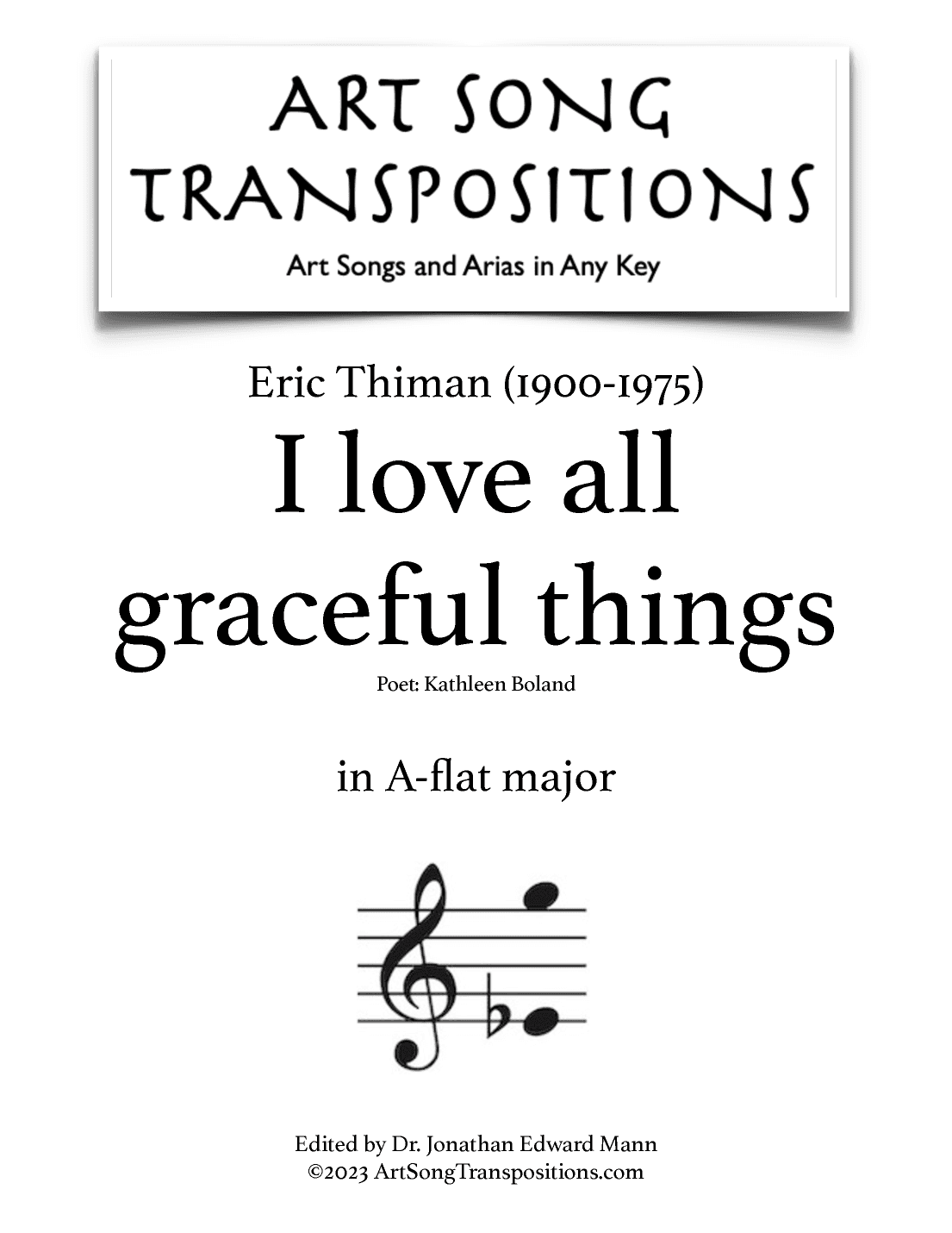 I Love All Graceful Things (arr. ArtSongTranspositions.com)