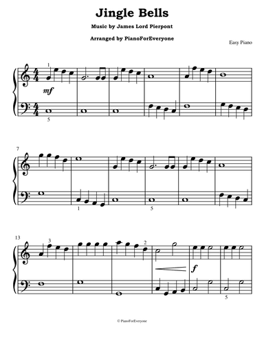Jingle Bells (Easy Piano) (arr. PianoForEveryone)