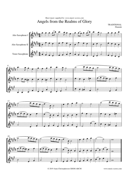 Angels From the Realms of Glory - Sax Trio - lower (arr. Anne L Christopherson GRSM ARCM)