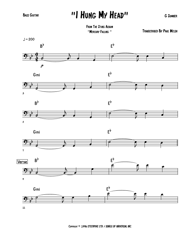 I Hung My Head (arr. Accubass)