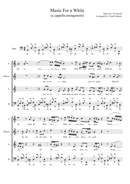 Music for a while (arr. Frank Galmart)