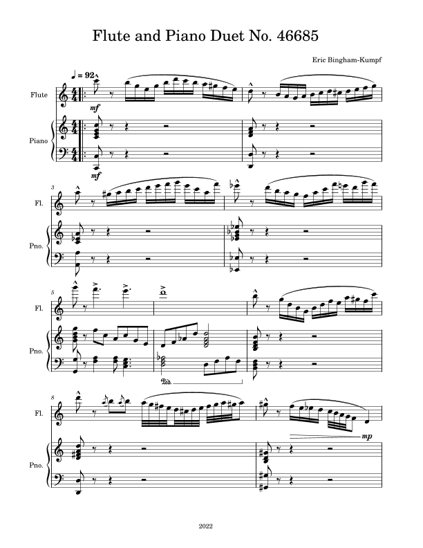 Flute and Piano Duet No. 46685