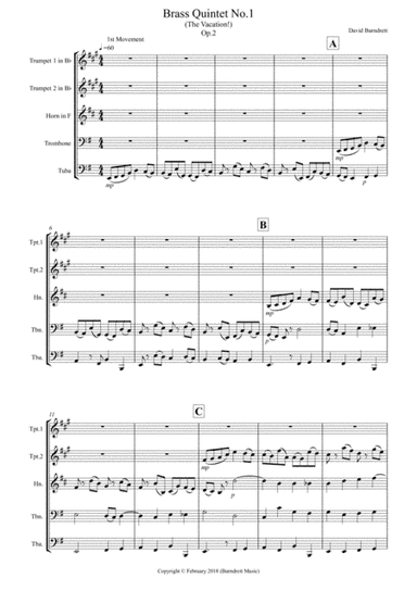 Brass Quintet No.1 Op.2 (The Vacation!)