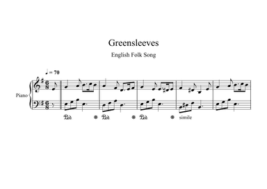 Greensleeves - English Folk Song (Piano) (arr. Digital Book Music)