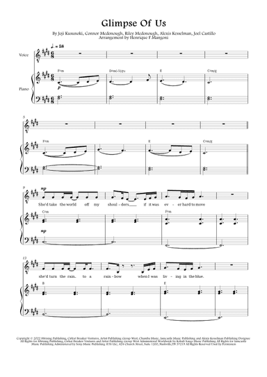 Glimpse Of Us (arr. Henrique F Mangoni)