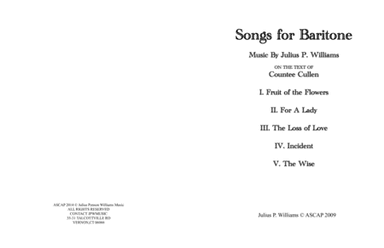 Songs for Baritone Voice and Piano (Text Countee Cullen)