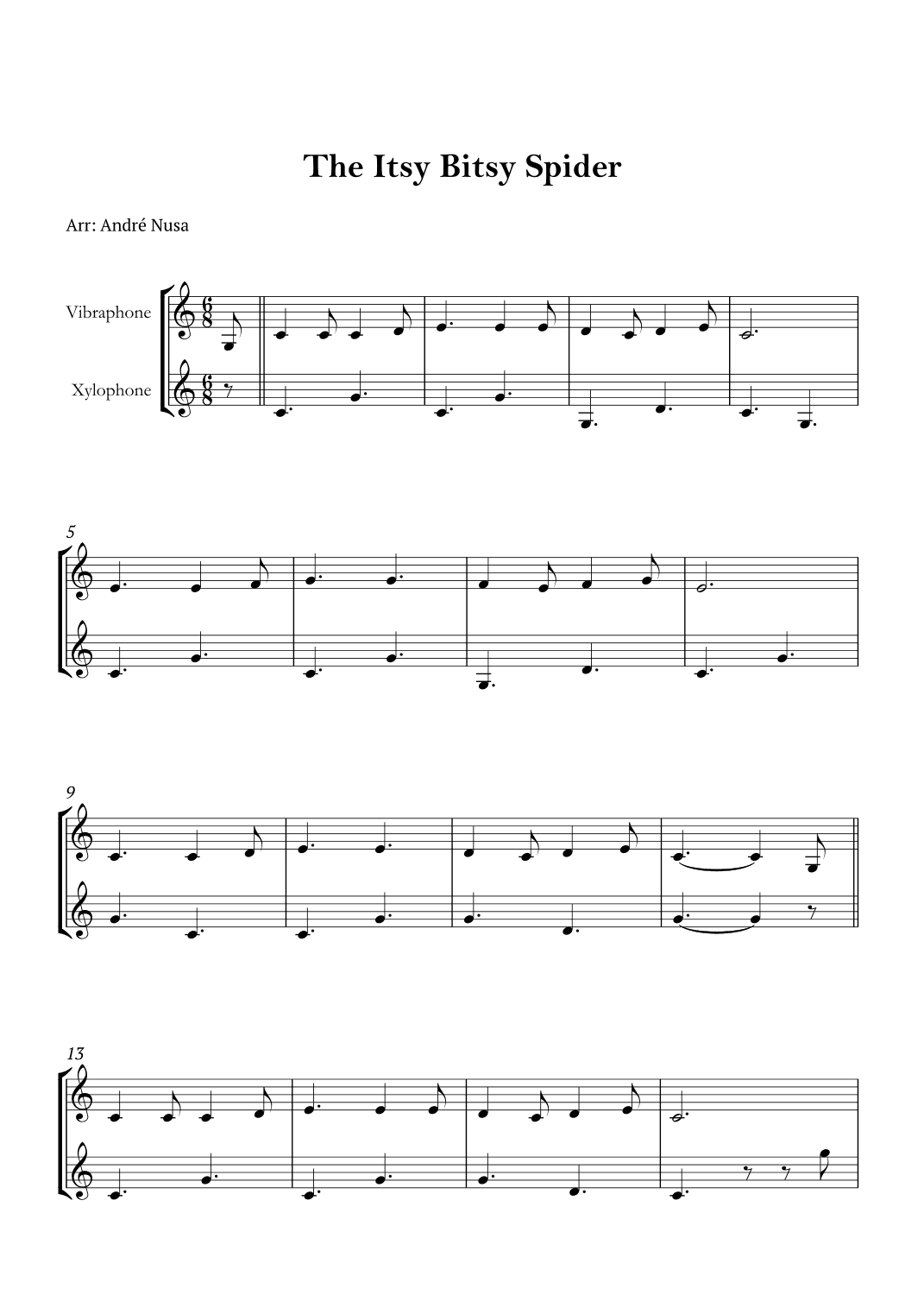 The Itsy Bitsy Spider (arr. André Nusa)