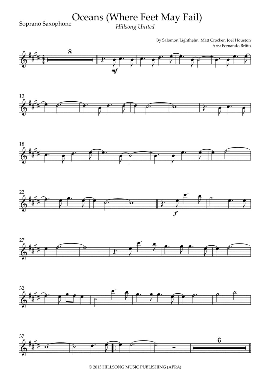 Oceans (where Feet May Fail) (arr. Fernando Britto)