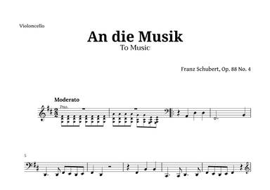 An die Musik (To Music) by for Cello (arr. Langanho)