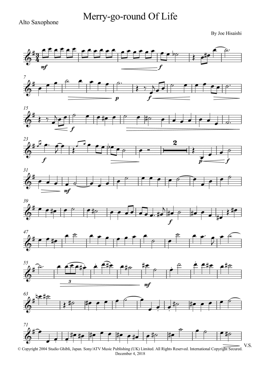 Merry-go-round Of Life (arr. Wesley S. SIlva)