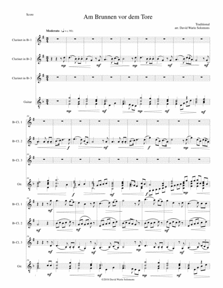 Am Brunnen vor dem Tore (At the fountain before the gate there stands an old lime tree) for 3 clarin (arr. David Warin Solomons)