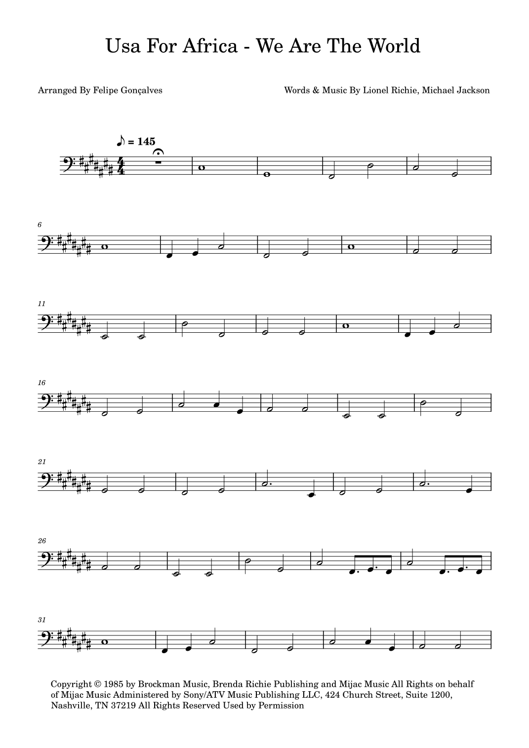 We Are The World (arr. Felipe Gonçalves)