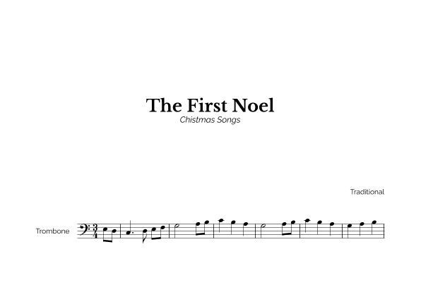 The First Noel for Easy Trombone Solo (arr. Marcos Soares)