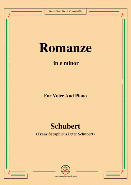 Schubert-Romanze,from 'the play Rosamunde',in e minor,Op.26,for Voice and Piano (arr. MSM)