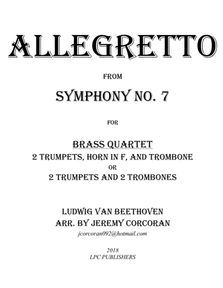 Allegretto from Symphony No. 7 for Brass Quartet (arr. Jeremy Corcoran)