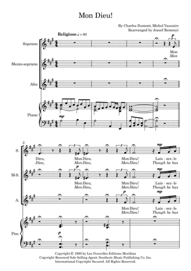 Mon Dieu! (arr. Jozsef Remenyi)