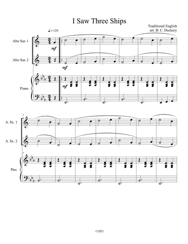 I Saw Three Ships (Alto Sax Duet with Piano Accompaniment) (arr. B. C. Dockery)