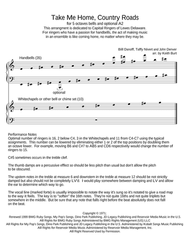 Take Me Home, Country Roads - Score Only (arr. Keith Burt)